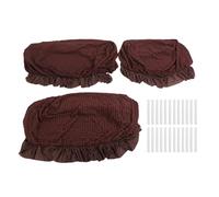Smandy Ensemble de Couvertures de canapé 3PCS, Tissu Polyester en Polyesterhane Doux et Confortable avec Ourlet élastique pour Canapés à Double Triple Couloir Toute L'année (Marron foncé)