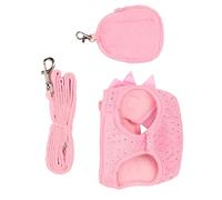 Smandy Ensemble de Laisse de Harnais pour Chien Mignon avec Nœud Décoration en pour Petits Chiens Chats Polyester Respirant et Durable Idéal pour Les Promenades Quotidiennes (XS)