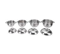 Smandy Ensemble de Marmites en Acier Inoxydable, 4 Pièces, Casseroles en Acier Inoxydable avec Couvercles et Doubles Poignées, Répartition Uniforme de la Chaleur, Facile à Nettoyer, pour la Cuisine