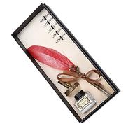 Smandy Ensemble de Stylos à Plume, Stylo D'écriture de Calligraphie Classique avec Porte-stylo Rétro en Métal et Pointe Plate 1 à 5 Mm, pour la Pratique et le Cadeau de la Calligraphie (rouge)