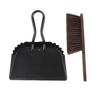 Smandy Ensemble Pelle à Poussière et Brosse Mini Balai à Main en Bois et Pelle à Poussière en Acier Inoxydable 11,8 X 14,2 Pouces Poils Denses Bord Fin pour Bureau Cuisine canapé Fenêtre Zone pour