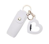 Smandy Étui à Rouge à Lèvres avec Miroir, Porte-Monnaie Portable en Cuir PU, Porte-clés pour Rouge à Lèvres pour Femmes, Organisation et Transport de Voyage (White)