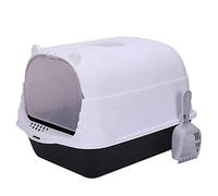 Smandy Grand Bac à Litière pour Chat, Toilettes Fermées avec Couvercle Rabattable et Conception Double Anti-Sable pour Le Contrôle (Pelle Offerte + Sac désodorisant au Charbon Actif)