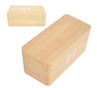 Smandy Horloge en Bois, Réveil avec Affichage Numérique LED de L'heure et de la Température, Commande Vocale et Chargement sans Fil pour Appareils Compatibles Qi (Lumières vertes en bambou et en bois)