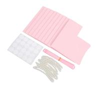 Smandy Lot de 10 Boîtes à Dragées en Papier Kraft Rose, Kit de Bricolage avec Poignée en Perles, Ruban pour Fête d'anniversaire, Pliage sans Outil, Compact 10 X 6,5 X 5, Cm