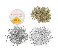 Smandy Lot de 600 Perles Lettres, Perles Alphabet, Mots, Plates Russes Blanches, Dorées et Argentées pour la Création de Bijoux et Loisirs Créatifs (200 de Chaque