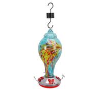 Smandy Mangeoire à Colibris à Suspendre, Distributeur de Nectar en Verre soufflé à la Main, 24 Oz, Anti-Abeilles, avec Perchoir, Anti-Fuite, Large Bouche pour l'observation des Oiseaux en Plein Air