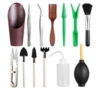 Smandy Mini Outils à Main de Jardin, 13 Pièces en Bois et Acier Inoxydable, Ensemble d'Outils Succulents avec Bouteille d'arrosage, Pince à épiler, Brosse pour Plantes en Pot 'intérieur, bonsaï,