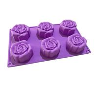 Smandy Moule à Chocolat en Silicone en Forme de Rose, Plateau de Cuisson Rond à 6 Cavités pour Bonbons, Antiadhésif Flexible pour Faire Fondre des Chocolats, des Glaçons, du Savon, Passe au Four et au