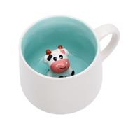 Smandy Mug en Céramique 3D à Motif Animal, Grande capacité 350 Ml, Compatible Lave-vaisselle et mini-ondes, Intérieur décoré de Dessins Animés, Idéal pour les Amateurs de café. (Vache 3D)