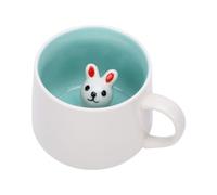Smandy Mug en Céramique 3D à Motif Animal, Grande capacité 350 Ml, Compatible Lave-vaisselle et mini-ondes, Intérieur décoré de Dessins Animés, Idéal pour les Amateurs de café. (Petit lapin en 3D)