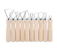 Smandy Outils de Sculpture en Argile, 10 pièces en céramique Poterie Coupe d'argile Grand Outil de Boucle Manche en Bois Coupe-Fil en Acier Inoxydable Sculpting Moulding Set