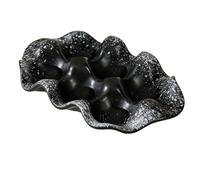 Smandy Plateau à Sauce pour Assiettes à Sauce, 6 Grilles en Forme d'œuf en Céramique Antidérapante, Plateau à Collation au Design Rétro élégant pour Apéritif, Desserts, Table à Manger (Noir à pois
