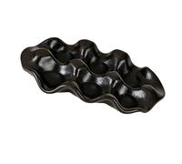 Smandy Plateau à Sauce pour Assiettes à Sauce, 6 Grilles en Forme d'œuf en Céramique Antidérapante, Plateau à Collation au Design Rétro élégant pour Apéritif, Desserts, Table à Manger (noir mat)