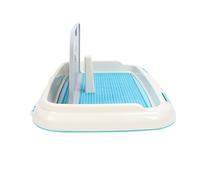 Smandy Plateau de Pot D'intérieur pour Chien, avec Couvercle Mural, Support pour Pipi pour Chiot, pour Petits et Moyens Chiens, Garde Les Pieds au Sec, Facile à Nettoyer, capacité de 1L (Blue)