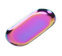 Smandy Plateau de Rangement en Acier Inoxydable, Organisateur avec Finition en Laiton Souple, Vernis Miroir pour Bijoux, Cosmétiques, Salle de Bain, vanité, Bureau (Grande)