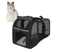 Smandy Sac à Dos Pliable pour Animal de Compagnie, Boucle à Sangle Réglable, Résistant à l'usure, Extensible et Respirant pour Chat avec Poches Latérales pour Voyage (Black)