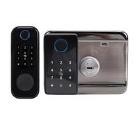 Smandy Serrure de Porte Intelligente électronique, 5 Méthodes de Déverrouillage, Empreinte Digitale Double Face avec Carte de Touches de Clavier pour Cour de Clôture de Jardin