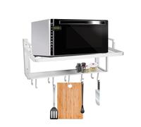 Smandy Support Mural pour étagère à -Ondes, Organisateur en Aluminium avec Crochets, Conception à Double Couche 21.6x15.1 Pouces pour Le Rangement de la Cuisine