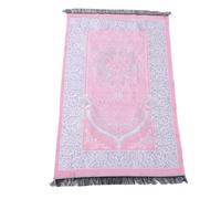 Smandy Tapis de Prière Islamique en Coton, Tissu Doux brodé Exquis avec Pompons Décoratifs, Ensemble de Perles pour Les Prières Spirituelles Quotidiennes (Pink)