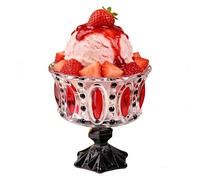 Smandy Tasse de Crème Glacée à Pieds Vintage, Bol de Service en Verre à Motif gaufré Créatif de capacité Généreuse pour le Restaurant de Bar de Fête à la Maison (Style de motif rouge)