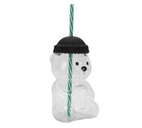 Smandy Tasse de Paille d'ours, Tasses Bouteille d'ours pour Tout-petits Tasse 'animal Mignon pour la Fête de la Saint-Valentin café glacé thé Cocktails Jus de Lait de Paille 'ours, 20 Oz (BLACK)