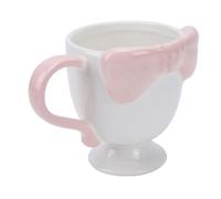 Smandy Tasses Mignon 3D Noeud Papillon Design Thé Lait Latte Cacao Funky Nouveauté Tasse en Porcelaine Cadeau pour Les Femmes Famille et Amis 300 ML Tasse à Café Arc, à Café en Céramique (PINK)