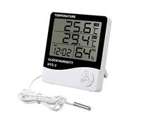 Smandy Thermomètre Hygromètre Numérique Intérieur, Grand écran et Sonde Externe pour la Surveillance de la Température et de l'humidité Intérieure/extérieure, Alarme, Calendrier, Horloge