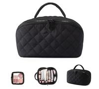 Smandy Trousse de Maquillage Plate, Trousse à Cosmétiques Portable avec Plusieurs Compartiments, Petite Pochette Transparente pour Voyage d'affaires (25 * 14 * 13cm)