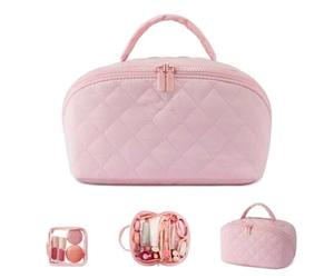 Smandy Trousse de Maquillage Plate, Trousse à Cosmétiques Portable avec Plusieurs Compartiments, Petite Pochette Transparente pour Voyage d'affaires (25 * 14 * 13cm)