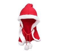 Smandy Vêtements de Noël pour Animaux de Compagnie Chien Cape Rouge Cape Châle Costume avec Chapeau Rouge Bord de Fourrure Blanche pour Chats Chiens Fête de Noël Festival de Vacances (M)