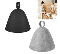 Smaoqingji Bonnet Sauna Chapeau Saunas en Feutre - 2 Pièces, Noir, Gris, Anti Chaleur Casquette de Saunaer, Adapté aux Salles de Bains, Saunas, Spas ou Bains Thermaux Dans le Domaine Privé