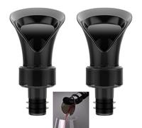 Smaoqingji Bouchon Bouteille Vin Bouchon Champagne - Pack de 2, Noir, Verseurs de Bec de Bouteille, Verser le Vin Sceller Conserver 2 en 1, Evite que Vin ne Goutte sur la Bouteille Lorsqu'Il est Versé