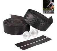 Smaoqingji Guidoline Velo Ruban Grip Tape - 2 Pièces, Noir, Bande de Guidon Vélo EVA Accessoires, pour Course, VTT, Léger, Antidérapant, Conduite Confortable, Avec Bouchons D'extrémité Argentés