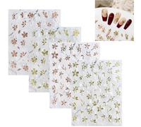 Smaoqingji Nail Art Stickers Ongles Autocollants - 1 set de 4 Pièces, Couleur or, Décorez vos Ongles Avec Votre Propre Style et Profitez de Votre Propre Eclat Avoir une Autre Humeur