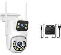 Smar 6MP PTZ caméra WiFi, double lentille de surveillance, la vision de nuit en couleur, 6MP x adaptateur