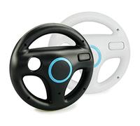 smardy 2x Volant De Course Roue Blanc et Noir Racing Wheel Compatible avec Nintendo Wii U Télécommande Contrôleur pour Mario Kart Game, Jeux de Conduite