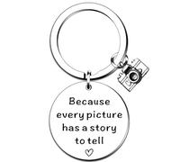 SMARGO Porte-clés pour photographe - Cadeau pour lui et elle - Parce que chaque image a une histoire à raconter - Breloque d'appareil photo - Cadeau de remise de diplôme de Noël ou d'anniversaire,