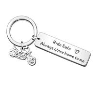 SMARGO Porte-clés « Ride Safe Always Come Home to Me » - Cadeau pour mari, fils, Saint-Valentin - Pour petit ami, papa, petite amie, cadeau de Noël ou d'anniversaire pour motard