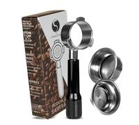 SMARISTA® Porte-filtre sans fond 54 mm - Compatible avec Sage/Breville Barista série 870/878/880 - Porte-filtre 54 mm en acier inoxydable avec tamis et Barista GUIDE [ABS]