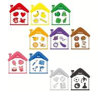 SMARSTICKER Ensemble de tri des couleurs de la maison avec 10 aimants assortis - Activité d'apprentissage des couleurs et des formes - Aimants pour réfrigérateur éducatifs pour tableau blanc