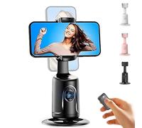 Smart AI Facial Recognition Phone Tripod 360 Pan & Tilt Stand, Auto Face Tracking Tripods, No App, Rechargeable Smart Shooting Stand with Remote for Video Recording (Black, Without Tripod)