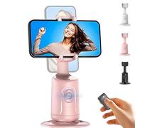 Smart AI Facial Recognition Phone Tripod 360 Pan & Tilt Stand, Auto Face Tracking Tripods, No App, Rechargeable Smart Shooting Stand with Remote for Video Recording (Pink, Without Tripod)