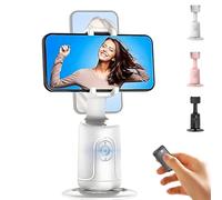 Smart AI Facial Recognition Phone Tripod 360 Pan & Tilt Stand, Auto Face Tracking Tripods, No App, Rechargeable Smart Shooting Stand with Remote for Video Recording (White, Without Tripod)