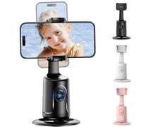 Smart AI Facial Recognition Phone Tripod, Auto Face Tracking Tripod 360° Rotating Cell Phone Stand, No App, Smart Motion Sense Stabilizer Holder with Remote for Video Recording (Black)