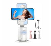 Smart AI Facial Recognition Phone Tripod,Trépied à Suivi Automatique du Visage,Selfie Stick avec Télécommande Bluetooth/Commande Gestuelle,Trepied Telephone Portable Rotation 360° (Blanc)