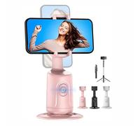 Smart AI Facial Recognition Phone Tripod,Trépied à Suivi Automatique du Visage,Selfie Stick avec Télécommande Bluetooth/Commande Gestuelle,Trepied Telephone Portable Rotation 360° (Rose)