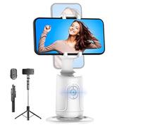 Smart AI Facial Recognition Phone Tripod with 360° Auto Face Tracking,Smart AI Motion Sensor Gimbal Stabilizer Holder with Remote, Rechargeable Smart Shooting Stand(White,with Tripod)