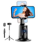 Smart AI Facial Recognition Phone Tripod with 360° Auto Face Tracking,Smart AI Motion Sensor Gimbal Stabilizer Holder with Remote, Rechargeable Smart Shooting Stand(Black,with Tripod)