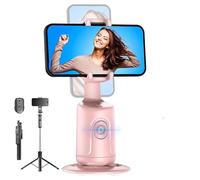 Smart AI Facial Recognition Phone Tripod with 360° Auto Face Tracking,Smart AI Motion Sensor Gimbal Stabilizer Holder with Remote, Rechargeable Smart Shooting Stand(Pink,with Tripod)